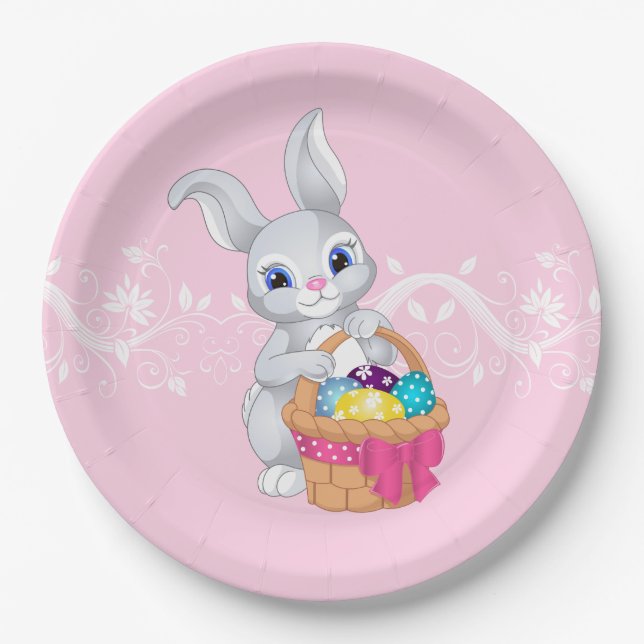 Assiettes En Carton Plaques de papier lapin de Pâques (Devant)