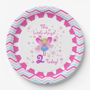 Assiettes En Carton Plaques de papier Little Angel 2e anniversaire