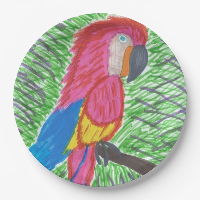 Assiettes En Carton Plaques de papier Macaw Paradise Tropical (Devant)