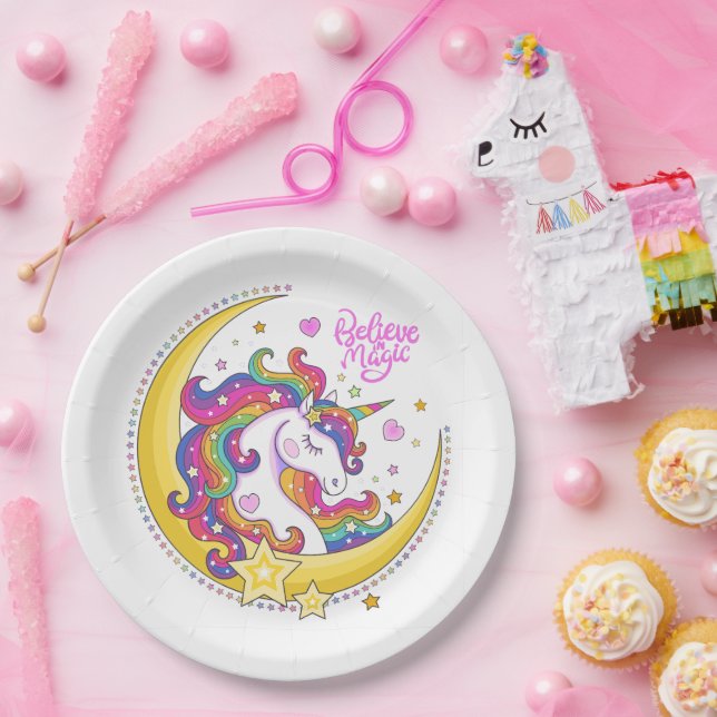 Assiettes En Carton Plaques de papier magique Unicorn (Fête)