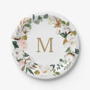Assiettes En Carton Plaques de papier Magnolia Coton Monogram