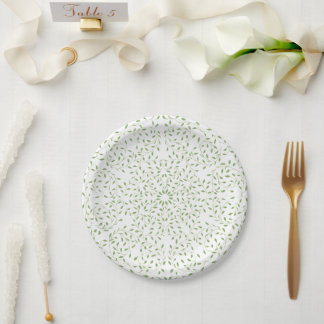 Assiettes En Carton Plaques de papier Mandala vert