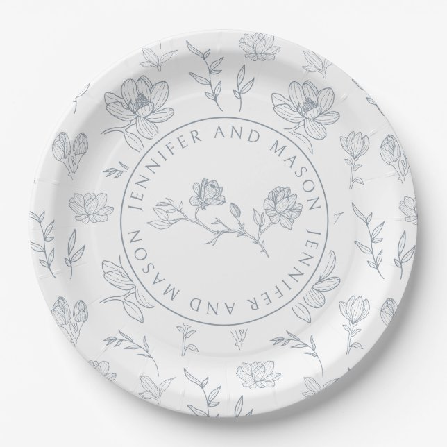Assiettes En Carton Plaques de papier mariage bleu pâle (Devant)