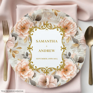 Assiettes En Carton Plaques de papier Mariage classique Blush Gold
