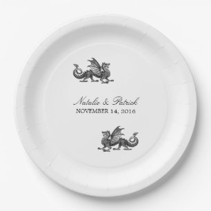 Assiettes En Carton Plaques de papier Mariage de dragon d'argent