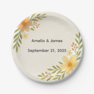 Assiettes En Carton Plaques de papier Mariage Fleur sauvage rustique
