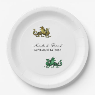 Assiettes En Carton Plaques de papier Mariage Gold Green Dragon