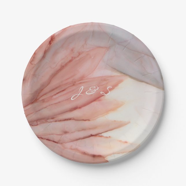 Assiettes En Carton Plaques de papier Mariage Lovely en rose et prêteu (Devant)