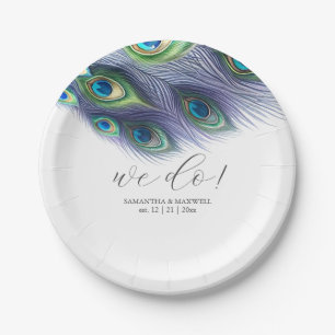 Assiettes En Carton Plaques de papier mariage Majestic Peacock