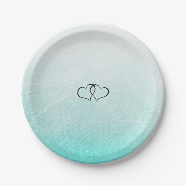 Assiettes En Carton Plaques de papier Mariage turquoise et Black Heart (Devant)