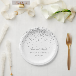 Assiettes En Carton Plaques de papier Mariage vintage Glam Silver