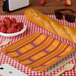 Assiettes En Carton Plaques de papier Motif Afrocentré Kente coloré
