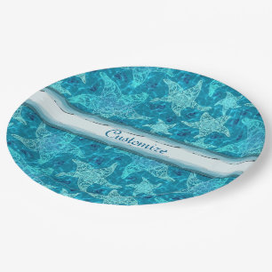 Assiettes En Carton Plaques de papier Motif Aqua Blue Starfish