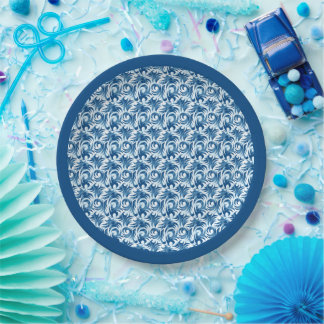 Assiettes En Carton Plaques de papier Motif blanc et bleu