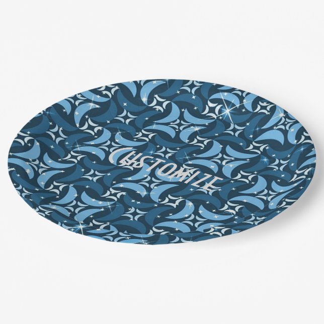 Assiettes En Carton Plaques de papier Motif Mystic Blue Moons (Angle)