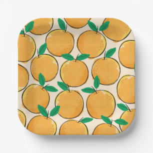 Assiettes En Carton Plaques de papier Motif orange Cutie