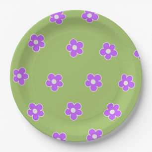 Assiettes En Carton Plaques de papier Motif vert pourpre rétro Y2K