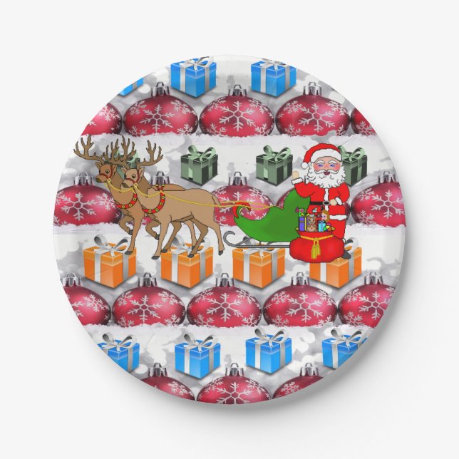 Assiettes En Carton Plaques de papier Noël (Devant)