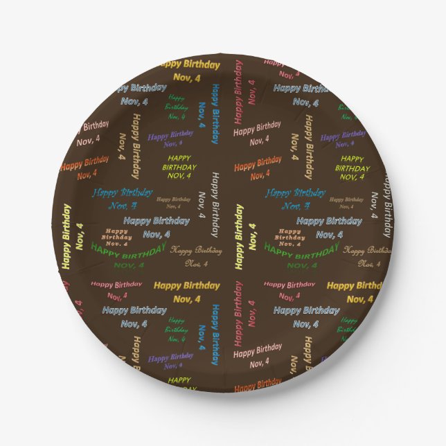 Assiettes En Carton Plaques de papier novembre, 4 anniversaire (Devant)