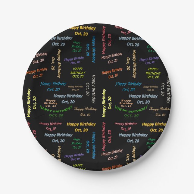 Assiettes En Carton Plaques de papier Octobre, 20 Anniversaire (Devant)