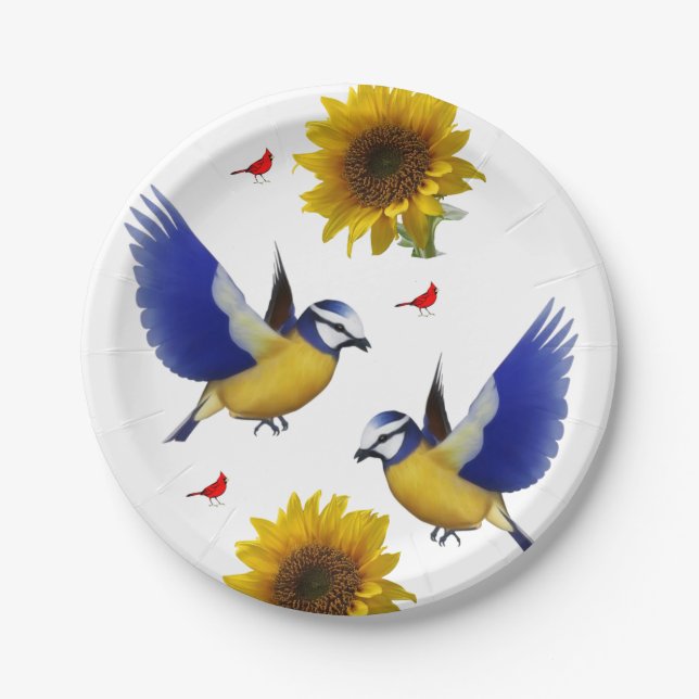 Assiettes En Carton Plaques de papier Oiseaux (Devant)