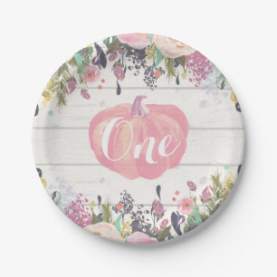 Assiettes En Carton Plaques de papier or floral citrouille pour le pre