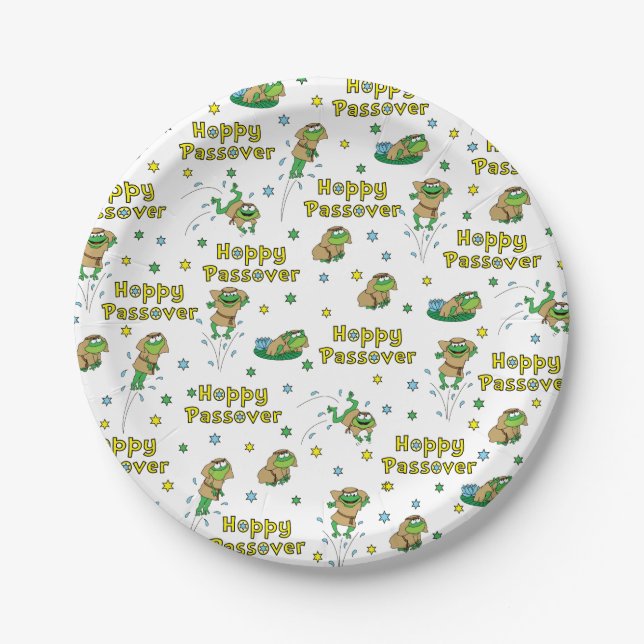Assiettes En Carton Plaques de papier passover "Hoppy Passover" Motif (Devant)