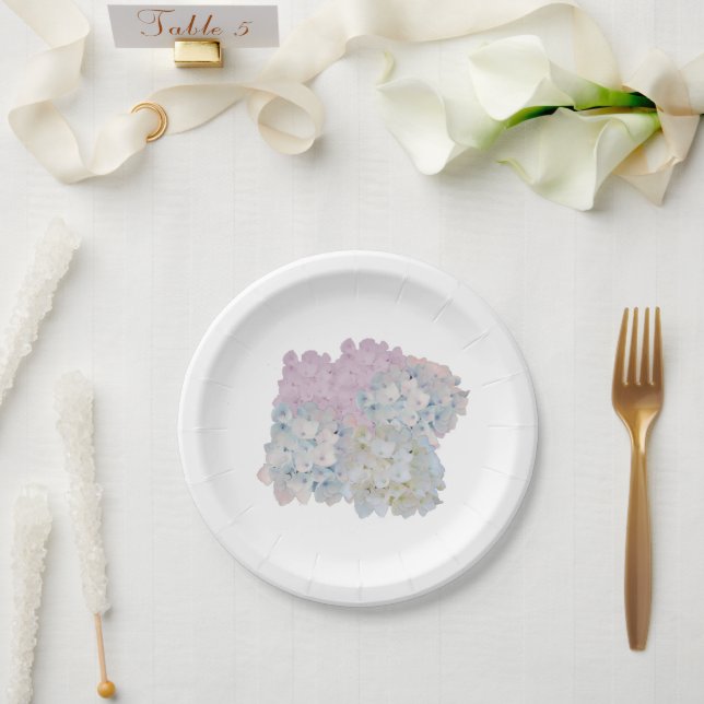 Assiettes En Carton Plaques de papier Pastel Hydrangeas (Mariage)