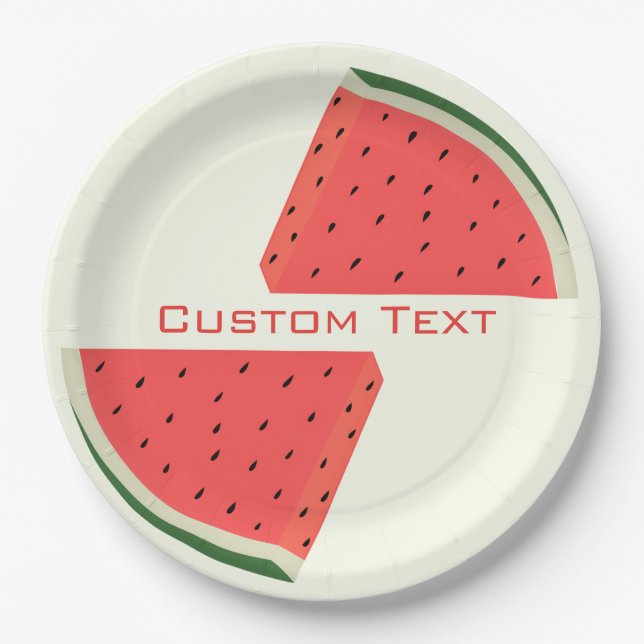 Assiettes En Carton Plaques de papier pastèque - Votre texte - Nom (Devant)