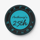 Plaques de papier personnalisées Blue 25th Birthda