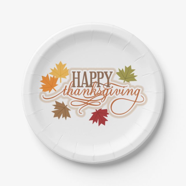 Assiettes En Carton Plaques de papier personnalisées Thanksgiving/Feui (Devant)
