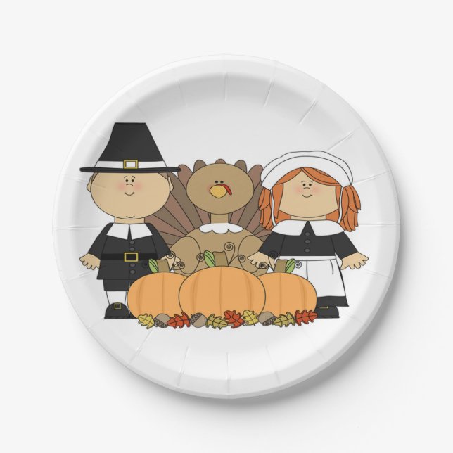 Assiettes En Carton Plaques de papier personnalisées Thanksgiving/Pilg (Devant)