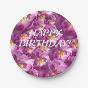 Assiettes En Carton Plaques de papier photo rose Roses