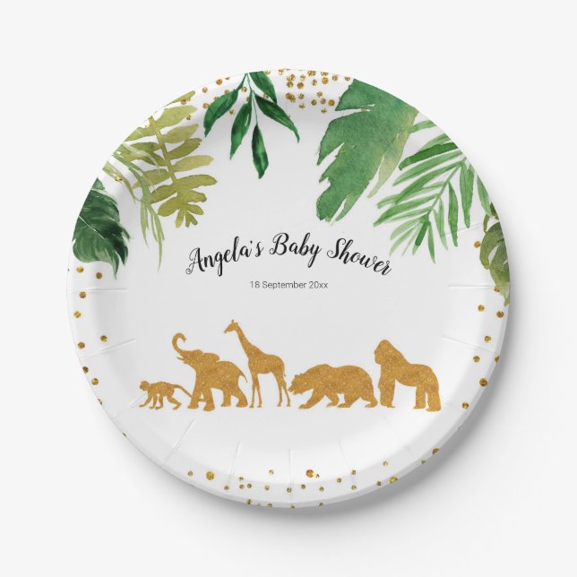Assiettes En Carton Plaques de papier pour animaux de Safari (Devant)