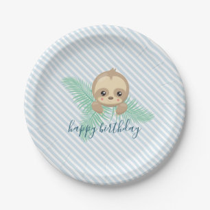 Assiettes En Carton Plaques de papier pour bébé mignonne Sloth Birth