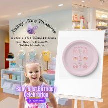 Plaques de papier pour bébé Pastel Pink Bow pour l