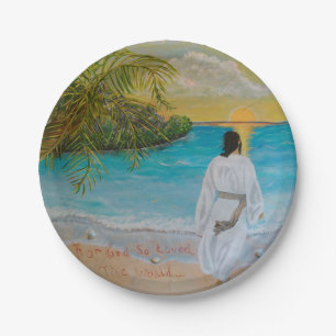 Assiettes En Carton Plaques de papier "Pour Dieu si aimé le monde"