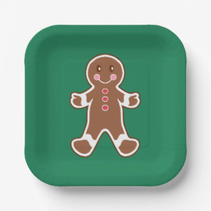 Assiettes En Carton Plaques de papier pour garçon en pain d'épice vert