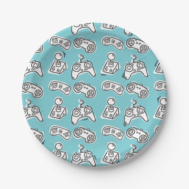 Assiettes En Carton Plaques de papier pour l'anniversaire du jeu vidéo (Devant)