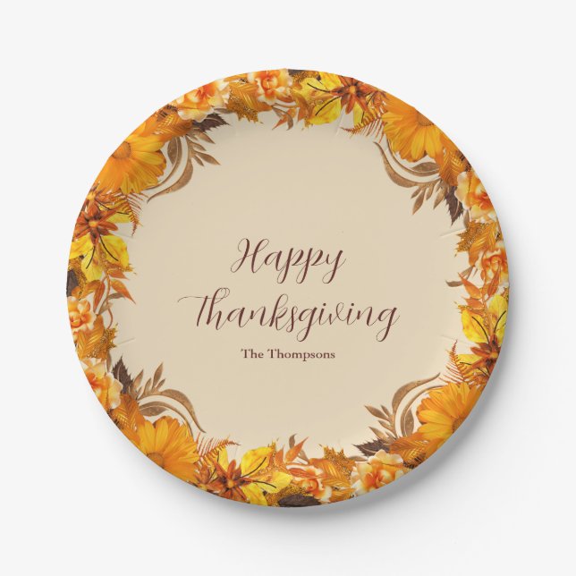 Assiettes En Carton Plaques de papier pour le dîner de Thanksgiving (Devant)