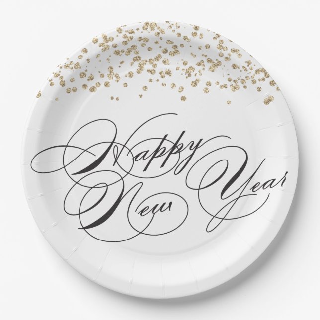 Assiettes En Carton Plaques de papier pour le réveillon du Nouvel An (Devant)