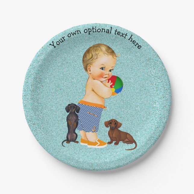 Assiettes En Carton Plaques de papier pour les enfants Dachshund (Devant)