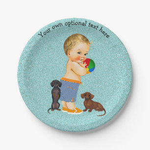 Assiettes En Carton Plaques de papier pour les enfants Dachshund Pool