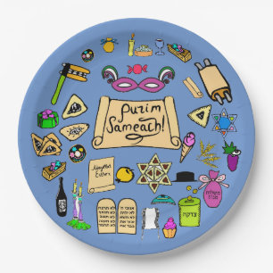 Assiettes En Carton Plaques de papier Purim Gatherings - personnalisab