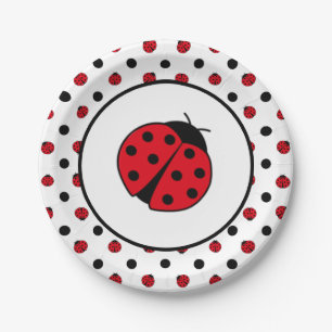 Assiettes En Carton Plaques de papier rétro pois de Ladybugs