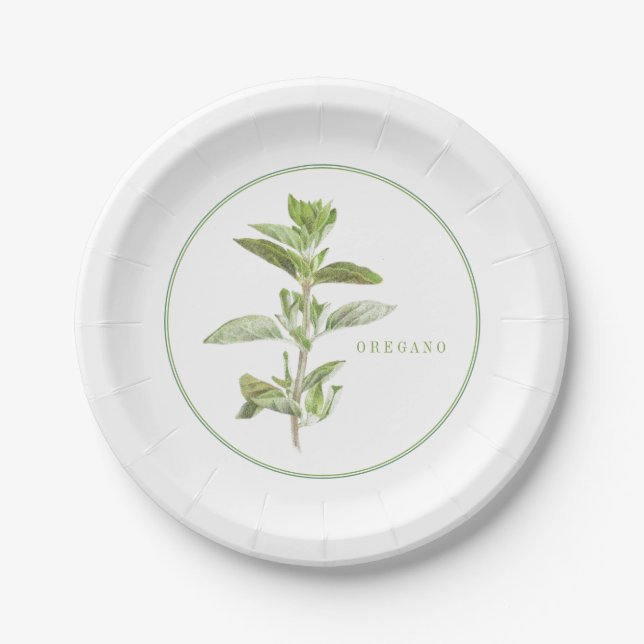 Assiettes En Carton Plaques de papier rond 7 po OREGANO FRAÎCHES (Devant)