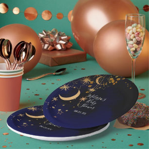 Assiettes En Carton Plaques de papier rond à thème Moon et étoiles