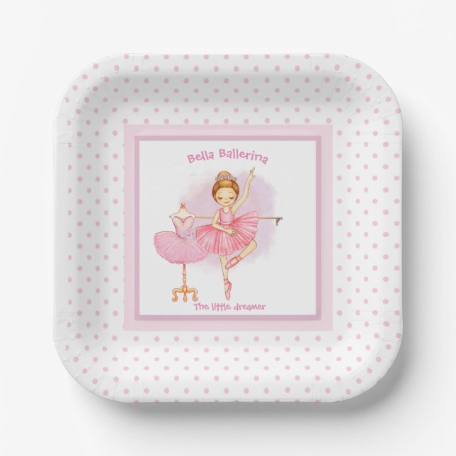 Assiettes En Carton Plaques de papier rose Ballerina Baby (Recto)