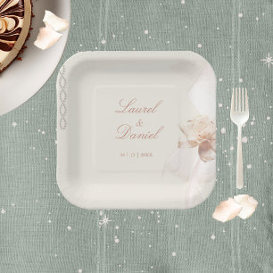Assiettes En Carton Plaques de papier Rose romantique