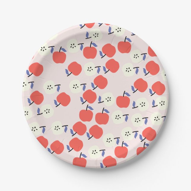 Assiettes En Carton Plaques de papier rouge Apple (Devant)